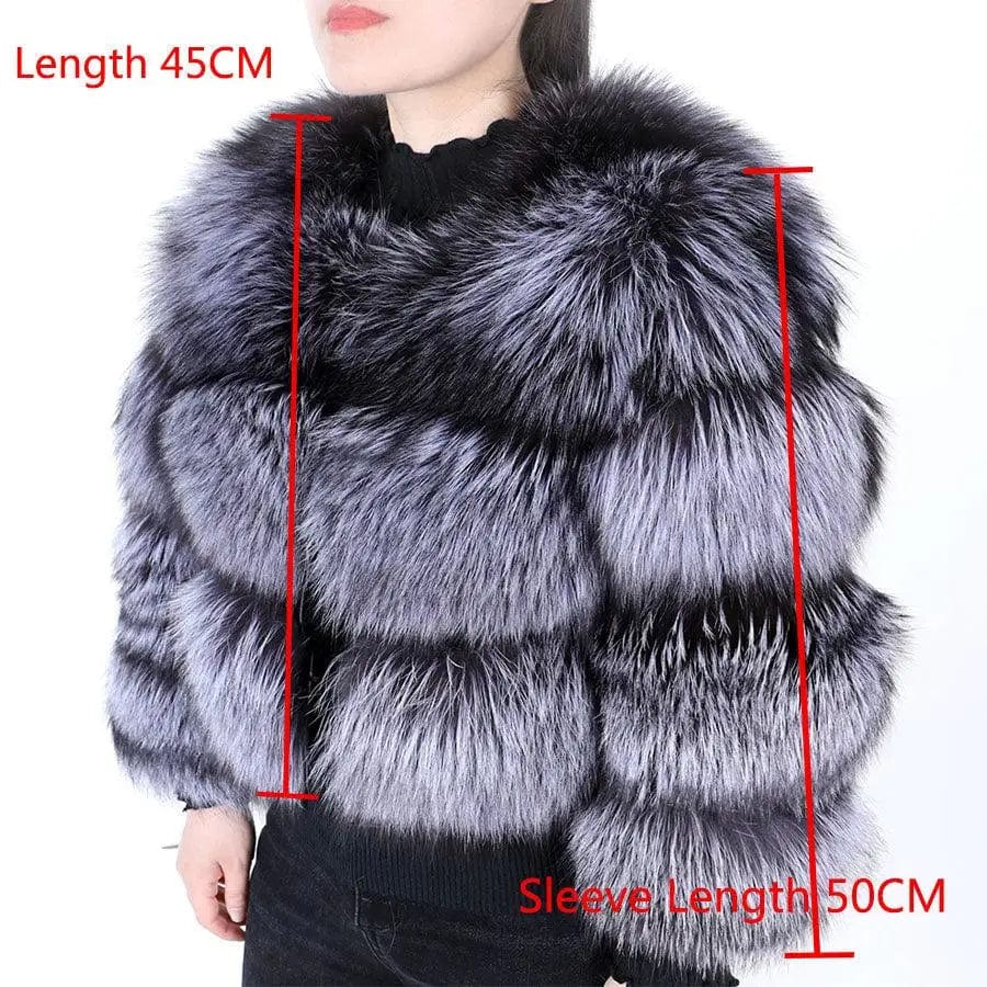 LOVEMI  Fur coat Silver Fox / S Lovemi -  Women's Fashionable Fox Fur Splicing Short Coat