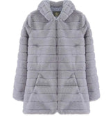 LOVEMI  Fur coat Silver / M Lovemi -  Plush padded hooded lady mink short fur coat