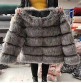LOVEMI  Fur coat Silverfox / M Lovemi -  Slim short faux fox fur coat