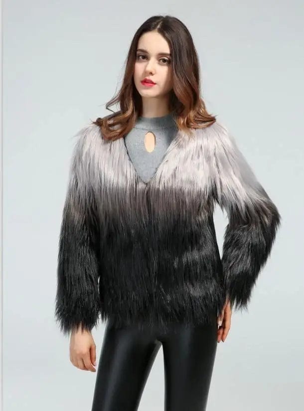 LOVEMI Fur coat Threecolor fight / S Lovemi -  New Autumn And Winter Ladies Imitation Fur Coat Long Sleeves