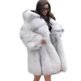 LOVEMI Fur coat White / 3XL Lovemi -  Women's hooded long fashionable fur coat