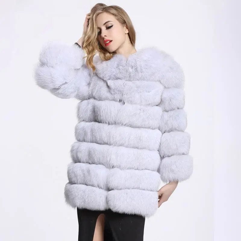 LOVEMI Fur coat White / S Lovemi -  Ladies Luxury Long Fur Coat