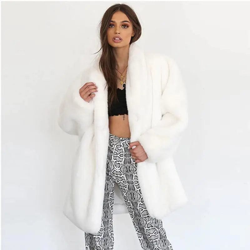 LOVEMI Fur coat White / S Lovemi -  Women's Temperament White Faux Fur Coat