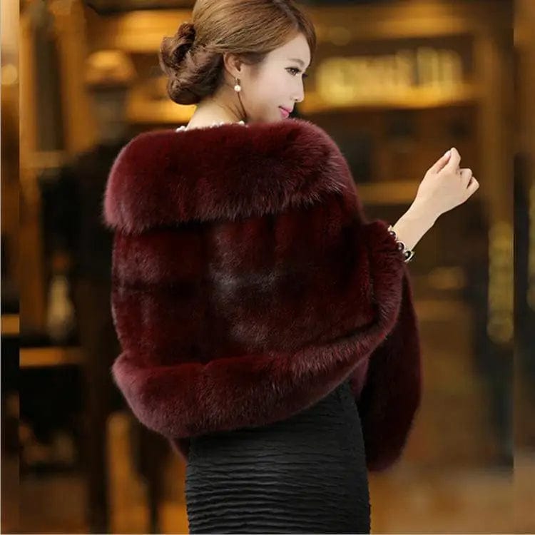 LOVEMI Fur coat Wine Red / One size Lovemi -  Warm shawl