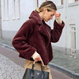 LOVEMI  Fur coat WineRed / M Lovemi -  Rabbit fur plush coat top