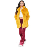 LOVEMI Fur coat yellow / 4XL Lovemi -  Faux Fur Coat Women Long Sleeve Warm Thick Wave Jackets Plus