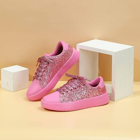 Glitter Sequin Design Flats Shoes Women Trendy Casual-Pink-9