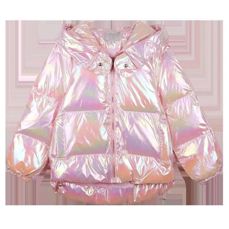 Glossy Short Colorful Cotton Jacket Laser Bread-2