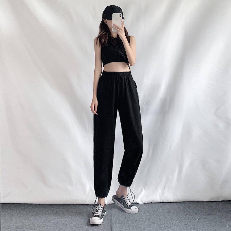 Gray Casual Pants Female Student Autumn And Winter-Black B-11