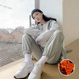 Gray Casual Pants Female Student Autumn And Winter-Grey plush-5