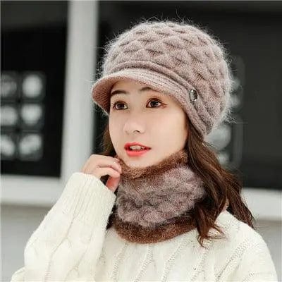 LOVEMI  Hats Camel / Hatbib Lovemi -  Plush thick warm ear protection scarf hat