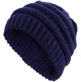 LOVEMI  Hats Darkblue Lovemi -  High Bun Ponytail Beanie Hat Chunky Soft Stretch Cable Knit