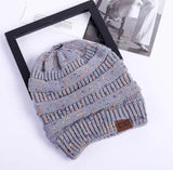 LOVEMI  Hats LightgaryB Lovemi -  High Bun Ponytail Beanie Hat Chunky Soft Stretch Cable Knit