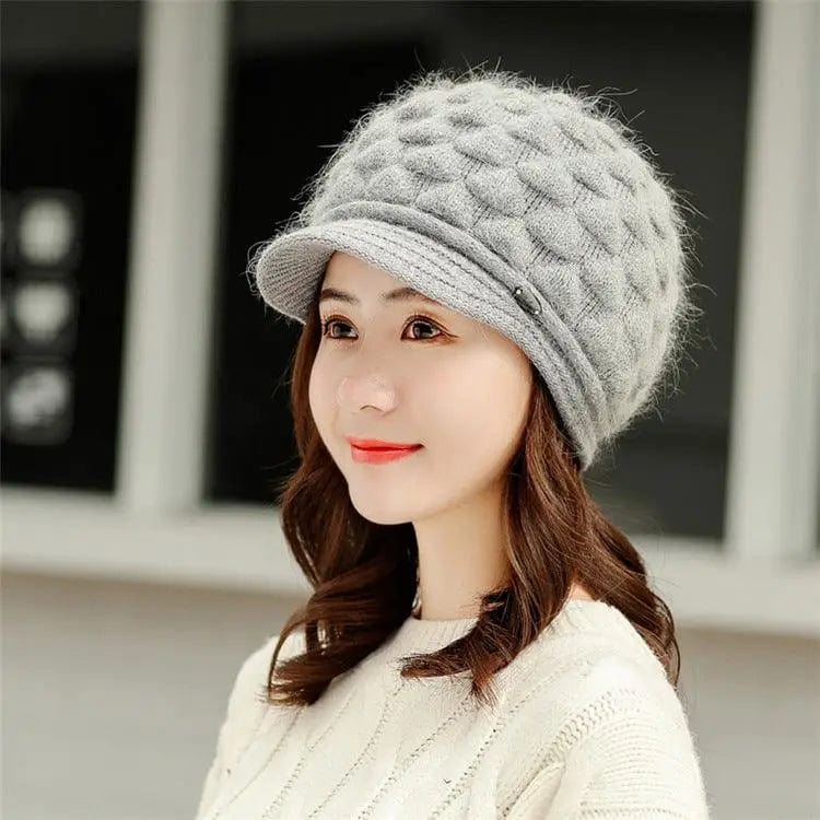 LOVEMI  Hats Lightgray / Hat Lovemi -  Plush thick warm ear protection scarf hat