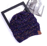 LOVEMI  Hats NavyB Lovemi -  High Bun Ponytail Beanie Hat Chunky Soft Stretch Cable Knit