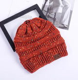 LOVEMI  Hats Orangered Lovemi -  High Bun Ponytail Beanie Hat Chunky Soft Stretch Cable Knit