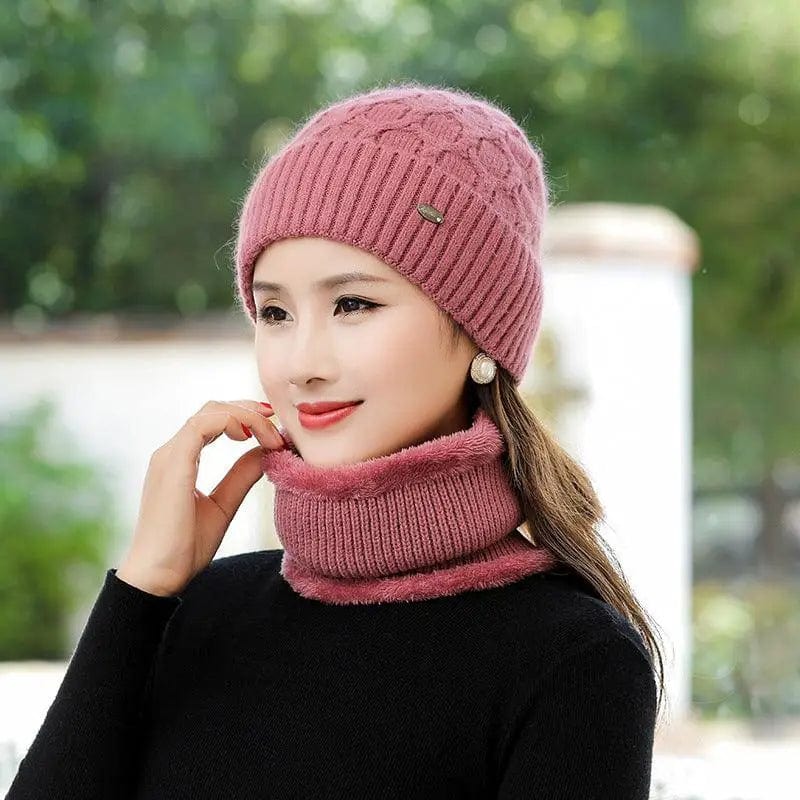 LOVEMI  Hats Pink / hat Lovemi -  Women's Fleece Warm Wool Hat Scarf Suit