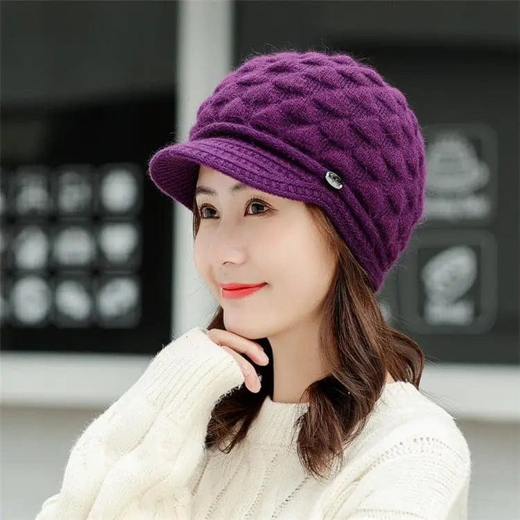 LOVEMI  Hats Purple / Hat Lovemi -  Plush thick warm ear protection scarf hat