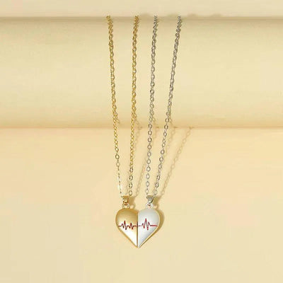 Heartbeat Magnetic Heart Necklace Love Couple Jewelry-3