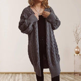 Hemp Flower Shoulder Sleeve Long Sweater Coat Women-14