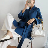 High-end nightgown water ripple double-sided cashmere coat-2