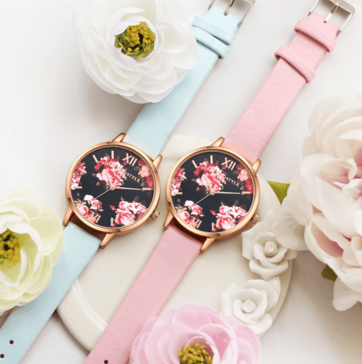 High Quality Fashion Leather Strap Rose Gold Women Watch-1