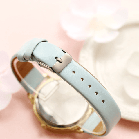 High Quality Fashion Leather Strap Rose Gold Women Watch-3