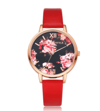 High Quality Fashion Leather Strap Rose Gold Women Watch-Red rose gold-9
