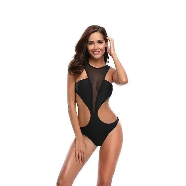 High Waist Bikini Swimsuit-Black-2