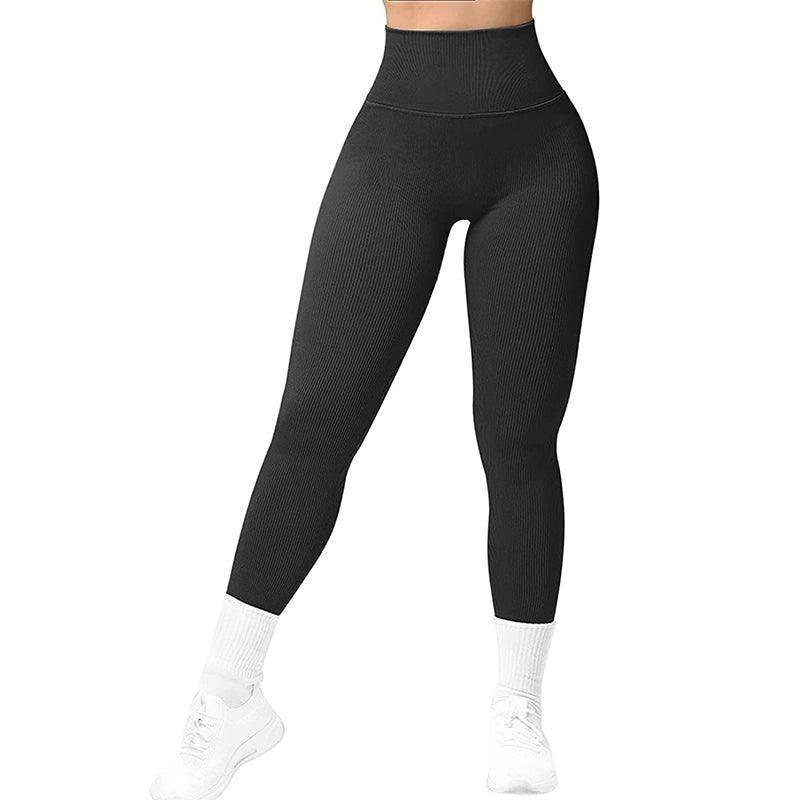 High Waist Seamless Leggings Threaded Knitted Fitness Pants Solid Women's Slimming Sports Yoga Pants Elastic Running Sport Leggings-3