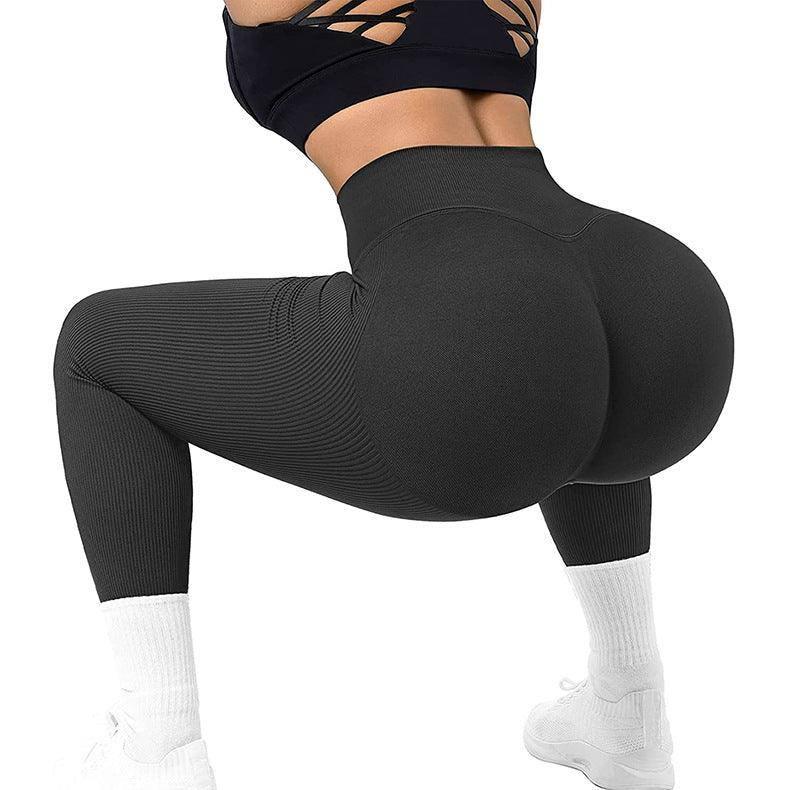 High Waist Seamless Leggings Threaded Knitted Fitness Pants Solid Women's Slimming Sports Yoga Pants Elastic Running Sport Leggings-4