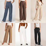 High Waist Straight Trousers With Pockets Wide Leg Casual-10