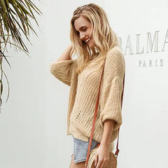 Hollow pullover sweater knit sweater-4