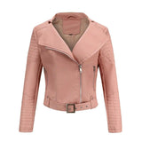 Hooded Fur Lining Coat Motorcycle-Pink red-5