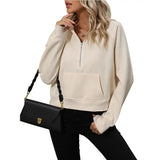 LOVEMI  Hoodies Apricot / S Lovemi -  Women's Half Zip Pullover Hooded Sweatshirt Fleece Short Chic Sweatshirt