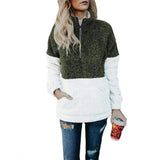 LOVEMI Hoodies Army Green / 2XL Lovemi -  Zip Pocket High Collar Blouse Sweater Wool Sweater