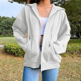 LOVEMI Hoodies Beige / L Lovemi -  Solid Color Hooded Plus Fleece Sweatshirt Top