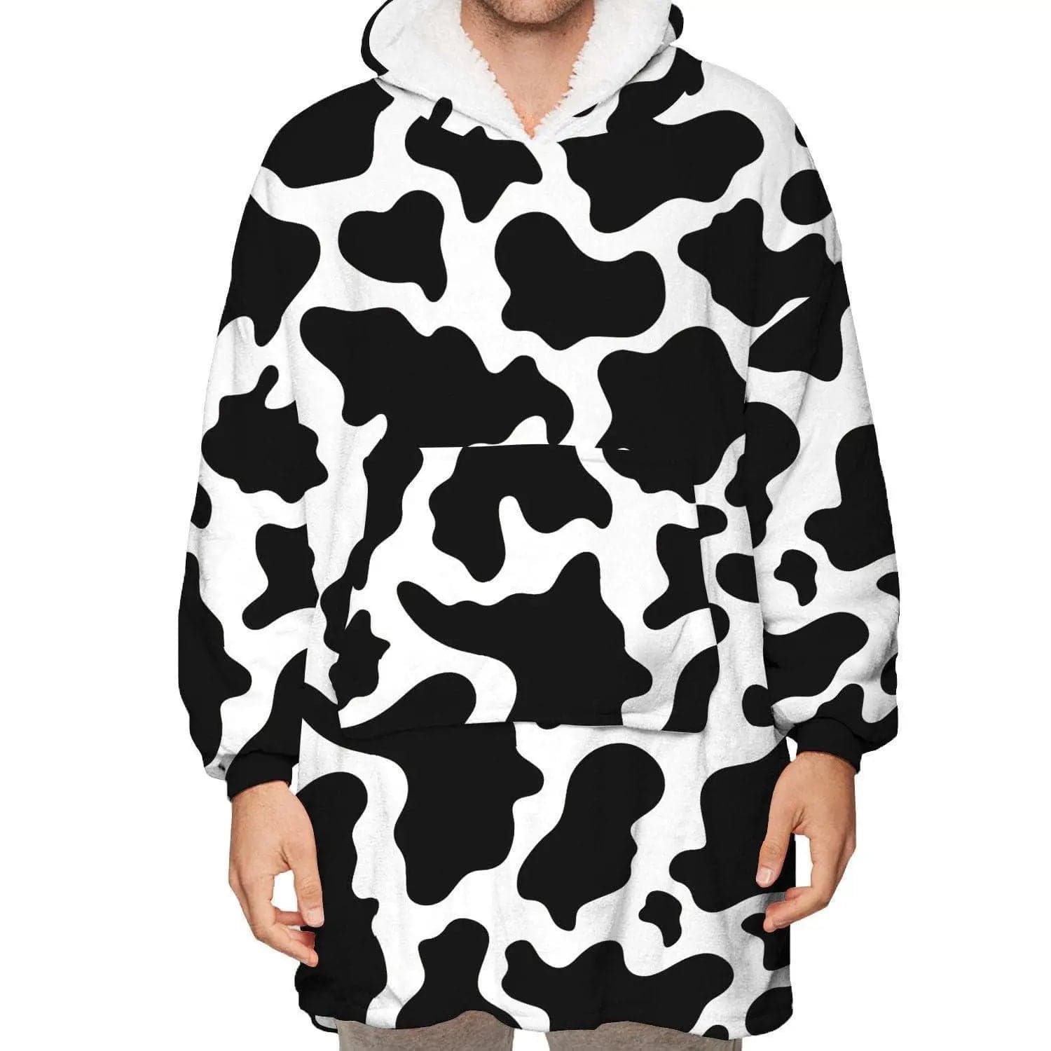 LOVEMI Hoodies Black and white cow / Adult models Lovemi -  New Printed Parent-child Homewear, Hooded Sweater For