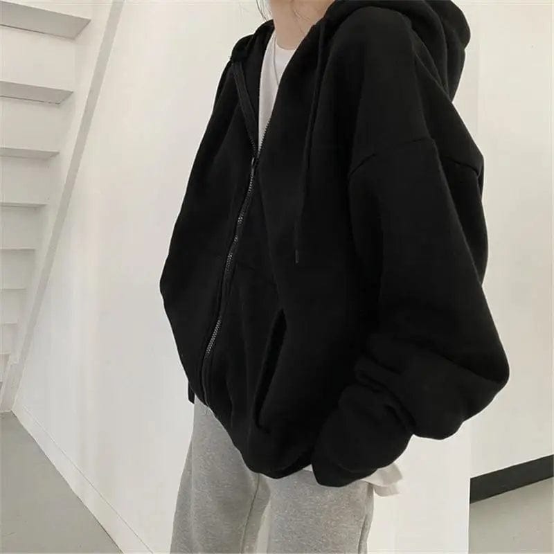 LOVEMI Hoodies Black / One size Lovemi -  Women's Loose Mid-Length Plus Fleece Hooded Jacket