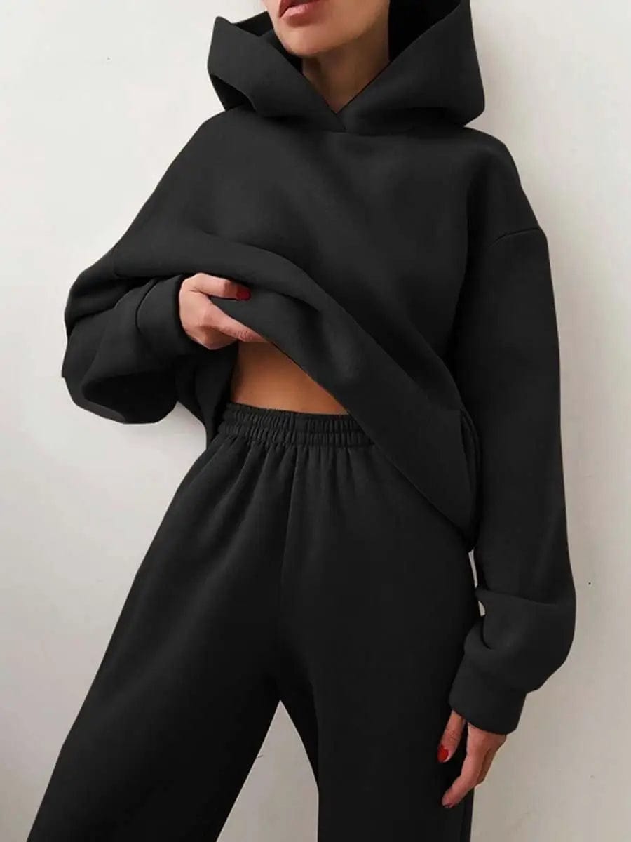 LOVEMI Hoodies Black / S Lovemi -  Spring Cross-border Women's Casual Hooded Sweater Two-piece