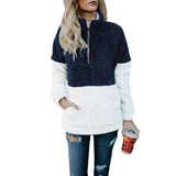 LOVEMI Hoodies Blue / 2XL Lovemi -  Zip Pocket High Collar Blouse Sweater Wool Sweater