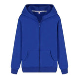 LOVEMI Hoodies Blue / L Lovemi -  Thick Long-sleeved Zipper Blank Solid Color Sweater