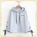 LOVEMI Hoodies Blue / One size Lovemi -  Sweet And Cute Childlike Cat Print Lace Cotton Loose Casual