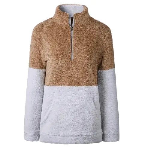 LOVEMI Hoodies Brown / M Lovemi -  Zip Pocket High Collar Blouse Sweater Wool Sweater