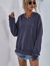 LOVEMI  Hoodies Dark Blue / S Lovemi -  Women's Fleece-lined Hooded Casual Loose Sweater