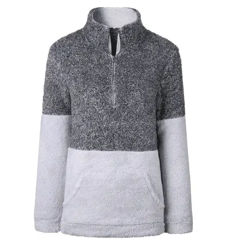 LOVEMI Hoodies Dark gray / M Lovemi -  Zip Pocket High Collar Blouse Sweater Wool Sweater