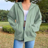 LOVEMI Hoodies Green / 2XL Lovemi -  Solid Color Hooded Plus Fleece Sweatshirt Top