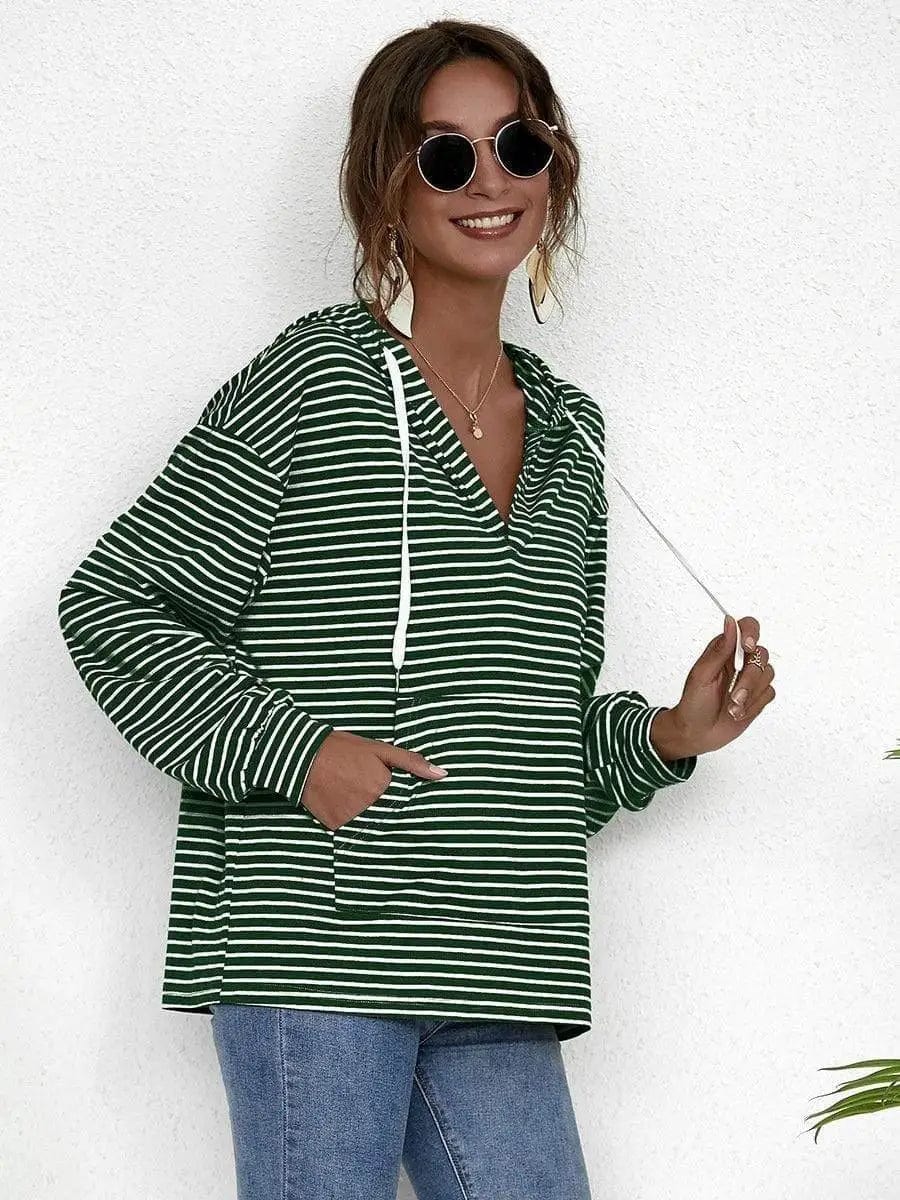 LOVEMI Hoodies Green and white / S Lovemi -  Independent Station Striped Top