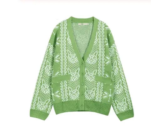 LOVEMI Hoodies Green / M Lovemi -  Green V-neck Sweater
