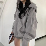 LOVEMI Hoodies Grey / One size Lovemi -  Women's Loose Mid-Length Plus Fleece Hooded Jacket